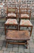 4 dining chairs and a leather top stool