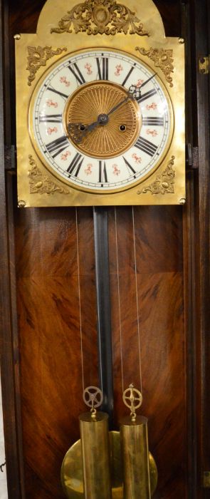 Ornate Gustav Becker Vienna wall clock with twin train weight driven mechanism & eagle pediment Ht - Image 2 of 3