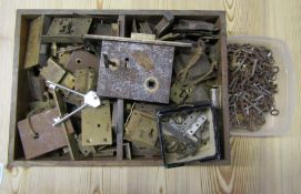 Various rim locks, locks and keys