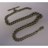 Sterling silver fob chain, weight 1.90 ozt, L 42 cm