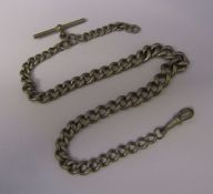 Sterling silver fob chain, weight 1.90 ozt, L 42 cm