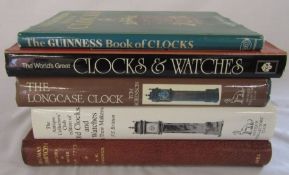 Selection of clock books inc signed limited edition Thomas Tompion his life and works by R W Symonds