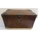 Victorian Howell James & co jewellery box in burr walnut L 38.5cm W 23 cm H 20.5 cm (some damage