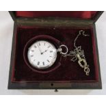 Small silver pocket watch marked 'Fine Silver', engraved to F Granger, Derby Road, Nottingham D 42
