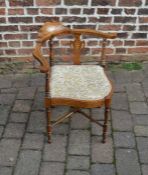 Late Victorian mahogany corner chair with inlay decoration