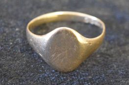 9ct gold signet ring (worn & bent) 2.8g