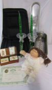 AMENDED LOT - Mixed lot to include Cabbage patch 'Rosie' doll with certificate - fish kettle -