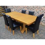 French oak extending table and 6 chairs (extends to 231 cm x 100 cm)
