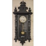 HAC chiming spring driven Vienna wall clock stained black Ht 98cm