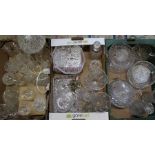 3 boxes of cut glass including table lamp