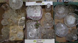 3 boxes of cut glass including table lamp