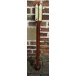 19th century rosewood stick barometer with ivory dials (lacking thermometer) H 90 cm