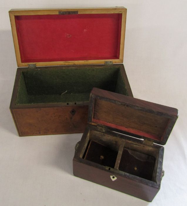 2 19th century tea caddies L 19 cm and 30.5 cm (both af) - Image 2 of 2