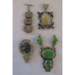 4 silver gemstone pendants (largest 8.5 cm) total weight 3.67 ozt