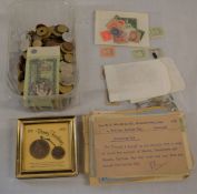 Collection of world coins including GB, 42 postal covers early to mid 20th century together with