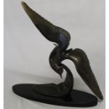 Art Deco spelter seagull on oval marble base (in 2 parts) 56cm wide x 57.5cm high