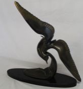 Art Deco spelter seagull on oval marble base (in 2 parts) 56cm wide x 57.5cm high