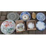 Various ceramics including a modern Chinese charger & wwf collectors plates with birds on