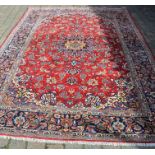 Fine woven full pile red ground Persian Najafabad carpet 337cm by 240cm