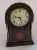 Gilbert mantel clock with brass pillars and inlay to case H 35 cm