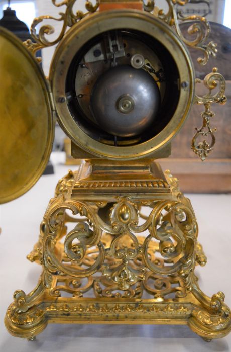 French gilded clock & candelabra garniture. Clock ht 44cm - Image 7 of 7
