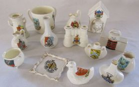 Assorted crested china including W H Goss (4), Arcadian (2), Tuscan, Coronet and Carlton ware