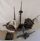 Lego type galleon and dragon (unchecked, no box or instructions)