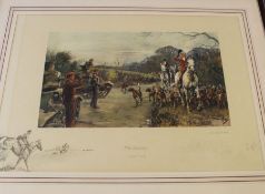 Framed Charles Johnson Payne (Snaffles 1884 - 1967) hunting print "The Season 1939-40", signed in