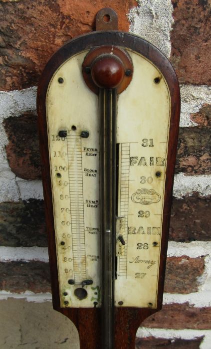 19th century rosewood stick barometer with ivory dials (lacking thermometer) H 90 cm - Image 2 of 2