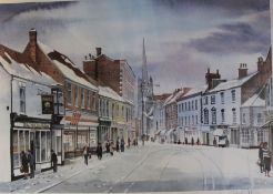 Framed limited edition print 'St James Louth Eastgate - Louth in Winter' by David Cuppleditch,