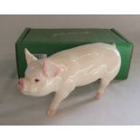 Boxed Beswick middle white boar pig L 17 cm