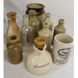Mixed items - to include small local stoneware bottles (Fulstow - Louth)