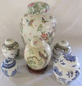 6 assorted ginger jars inc Coalport - largest H 39 cm