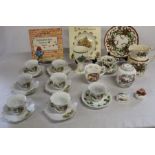 Selection of Christmas themed china including Victorian holly & Christmas rose cups and saucers,