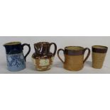 Doulton Lambeth harvest jug, loving cup, beaker & Lovatt jug