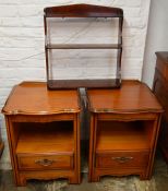 Pair of bedside cabinets & a small shelf