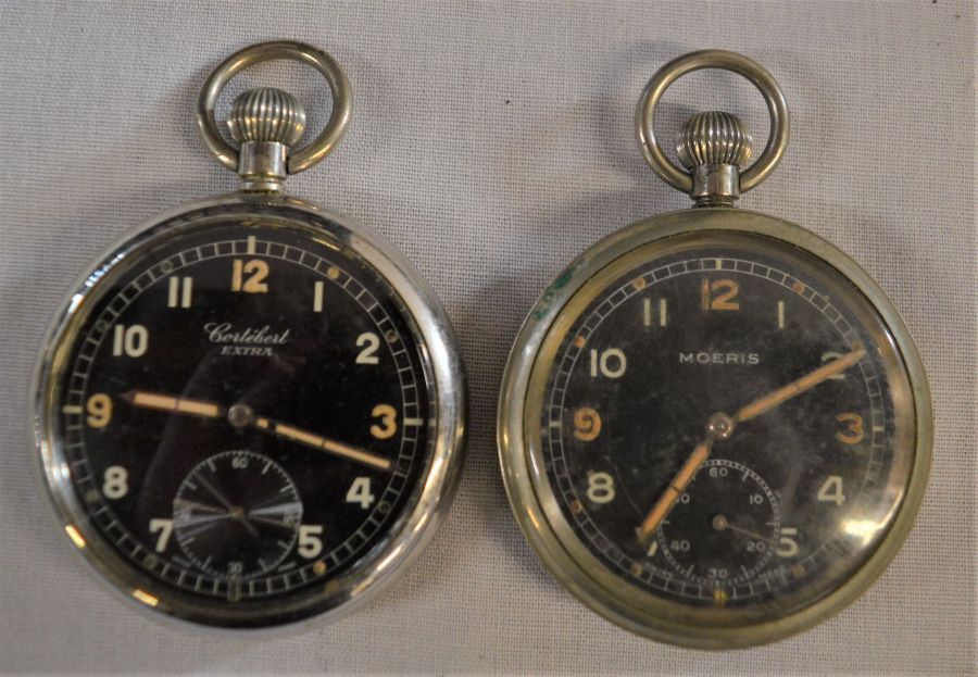 Cortebert Extra military issues pocket watch stamped GSTP T11544 & a Moeris pocket watch