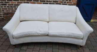 Cream three seater sofa on turned legs L 198 cm