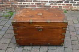 Camphor wood campaign chest on replacement castors L 91 cm D 51 cm H 56 cm