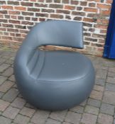 Modern grey leather pouffe chair