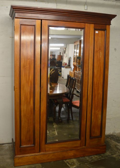 Victorian mirror front mahogany wardrobe Ht 213cm W 150cm D 61cm