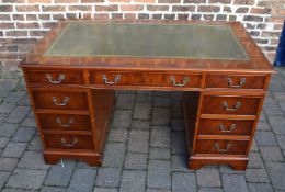 Reproduction Georgian twin pedestal desk and a filing cabinet L 138cm D 75cm Ht 78cm