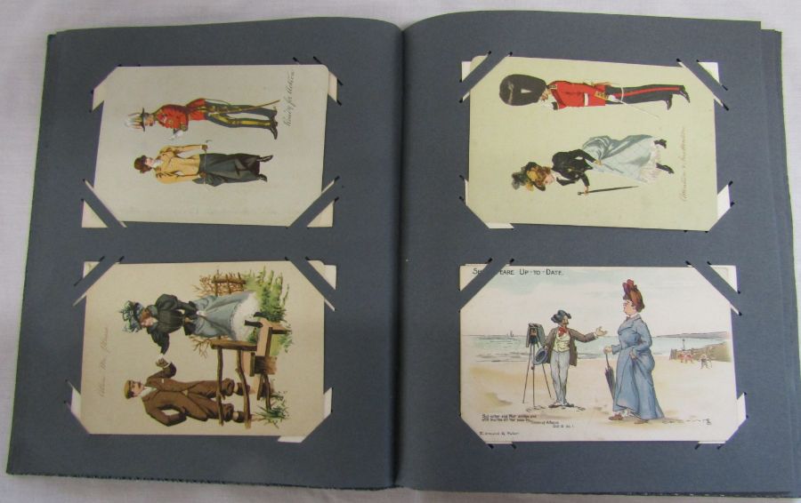 Postcard album - approx 100 Edwardian cards - incuding glamour, children, humour, firsts signed, - Image 7 of 9