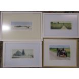 4 framed limited edition Amish / Mennonite related prints inc 'Oma's School bus', 'High noon' and '