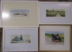 4 framed limited edition Amish / Mennonite related prints inc 'Oma's School bus', 'High noon' and '