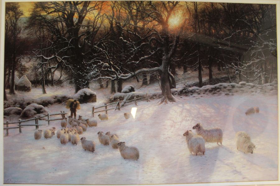 Large framed print - 'The Shortening Winters Day' by Joseph Farquharson RA - 101cm x 74cm (size