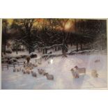 Large framed print - 'The Shortening Winters Day' by Joseph Farquharson RA - 101cm x 74cm (size