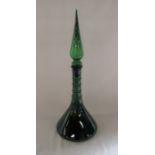 Large green glass apothecary bottle with stopper H 58.5 cm