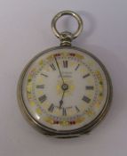 F E Peck London swiss made silver fob watch with enamel dial London 1881 D 4 cm