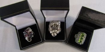 3 silver dress rings, size N/O, total weight 0.85 ozt